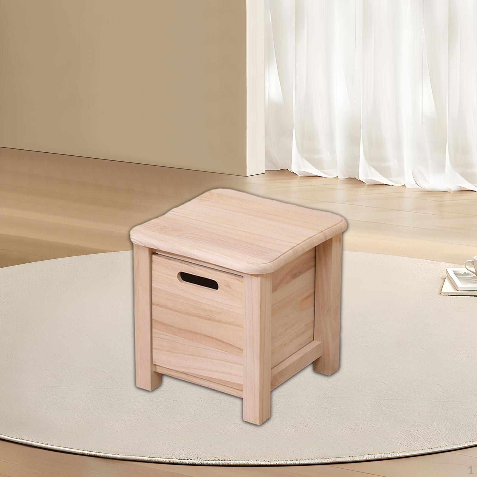 

Деревянный табурет для хранения вещей, небольшой переносной, экономящий место, с ящиком для смены обуви 30cmx30cmx30cm_Wood