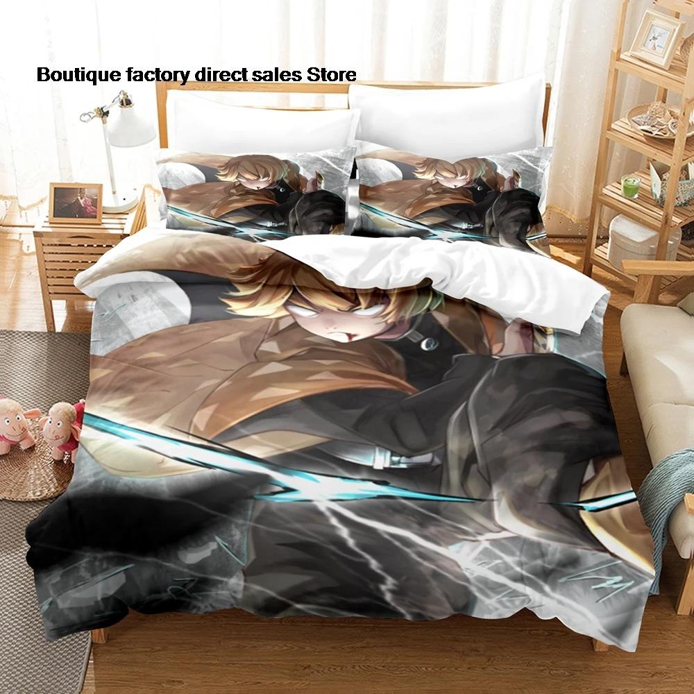 Zenitsu Agatsuma Bedding Set Single Twin Full Queen King Size Bed Set Aldult Kid Bedroom Duvetcover Sets bed sheet set 2