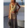 New Women's Sexy V-neck Loose Sleeveless Vest Hollow Out Knitted Sequin Casual Summer Top