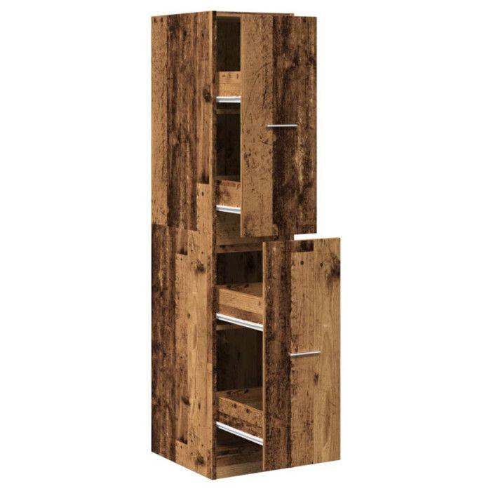 VidaXL Armoire d'apothicaire vieux bois 30x41x144,5 cm bois ingénierie, coffre d'apothicaire, meuble d'apothicaire, coffre à 855176