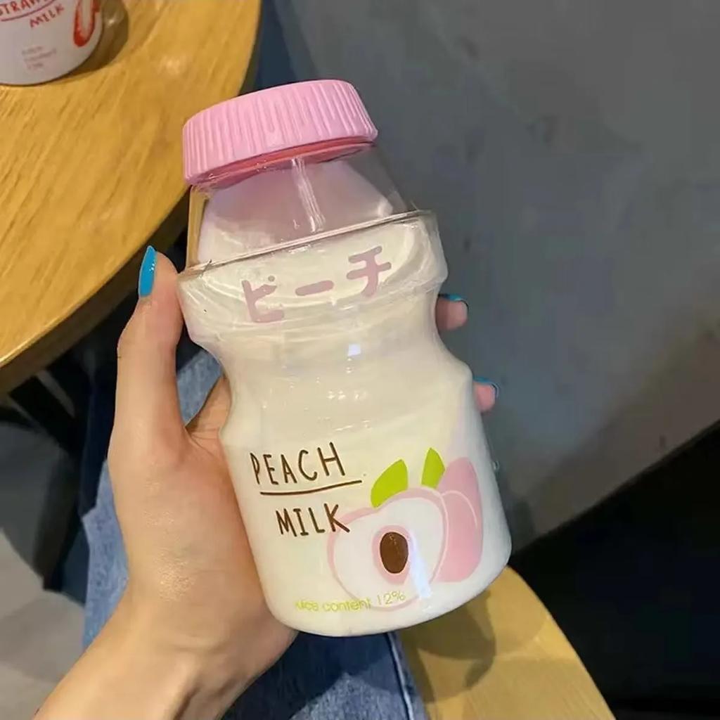 500ml Plastic Water Bottle Tour Drinking Bottle Yakult Shape Cute Kawaii Milk Carton Shaker Bottle For Kids/Girl/Adult Glass