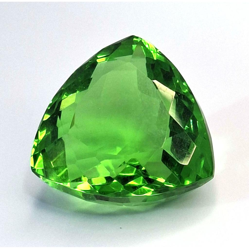 62-64 Ct Lab Created Green Topaz Trillion Cut Stunning Certified Loose Gemstone