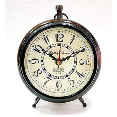 Clock Handicraft Table Desk Antique Wooden Wall Clock (Black, 6 Inches)