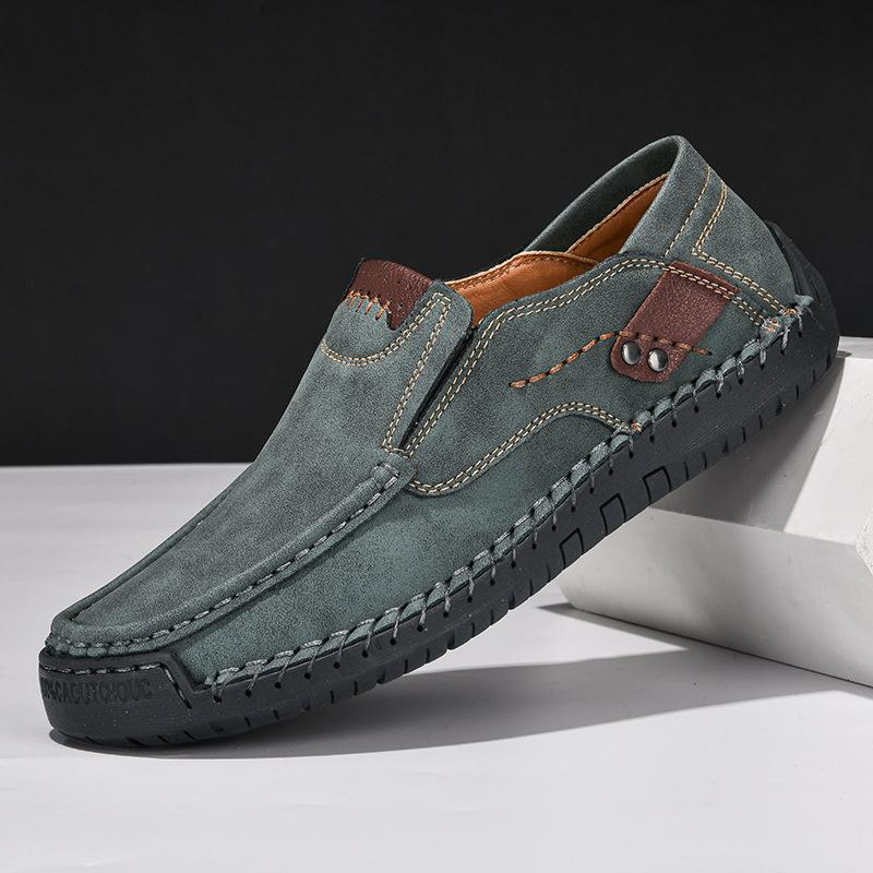 Fashion Spring Fall Men Leather Shoes Fashion Casual Comfortable Slip on Loafers Handmade Leather Men Shoes Flats Moccasins Walking Shoe