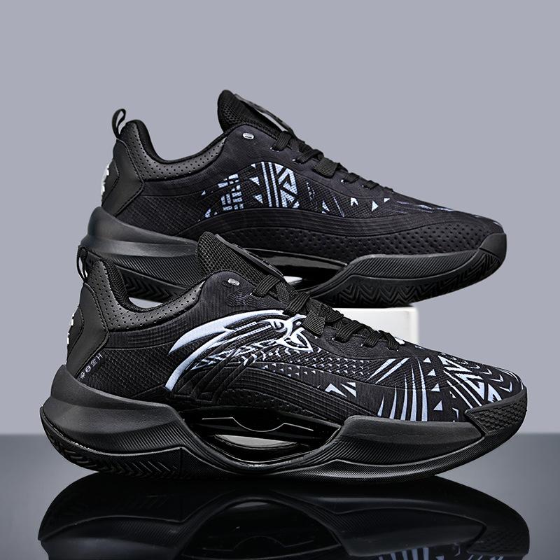 

Guochao молодежные амортизирующие кроссовки для реального баскетбола для мужчин и женщин, износостойкие и нескользящие, студенческие, контрастных цветов, модные, спортивные 45 чёрный