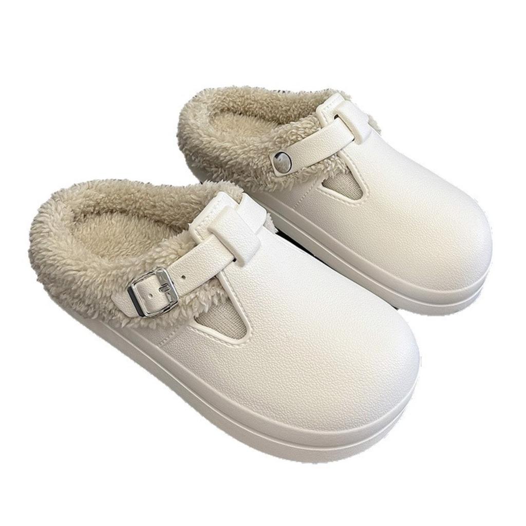 Women's Solid Color Clogs, Casual Plush Inner Lining Shoes, Lightweight and Comfortable Winter Shoes