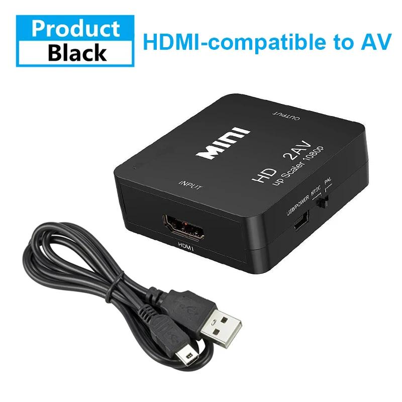 

HDMI to AV RCA Adapter Converter Box 1080P RCA AV CVSB LR Video Composite AV Scaler Converter For PC HDTV Projector Compatible чёрный