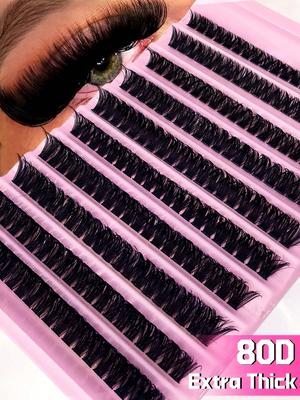 10 Filas 200 Piezas 80D Rizo D Racimos de Pestañas, 8-16 mm Extensiones de Pestañas Individuales DIY, Pestañas Reutilizables Extra Gruesas y Voluminosas