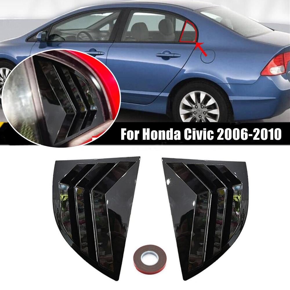

For Honda Civic Sedan 2006-2015 ABS Plastic Front Rear Window Quarter Louver Cover Side Vent Trim Car Adhesive Accessories Rear Black-For 06-10