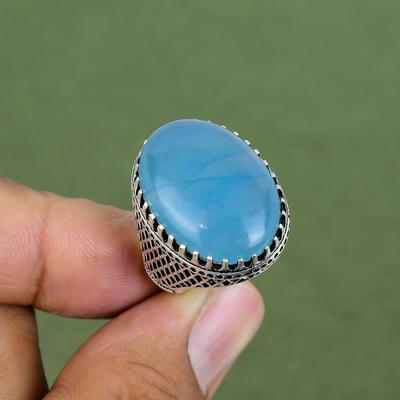 Aquamarin Ring 925 Sterling Silber Ring Handgefertigter Ring Aquamarin Edelstein Schmuck Neuestes Design Ring Jahrestagsgeschenk Erhältlich in Ringgröße