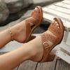 Sandals 2025 Spring and Summer New Style Coarse High Heels One Word Fish Mouth Cold Slippers Roman Slippers