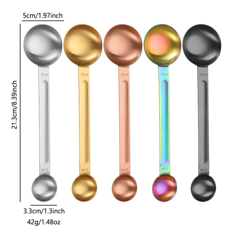 1Pc Household Double-headed Coffee Bean Spoon Milk Tea Fruit Powder Spoon Kitchen Baking Spoon Stainless Steel Measuring Spoon