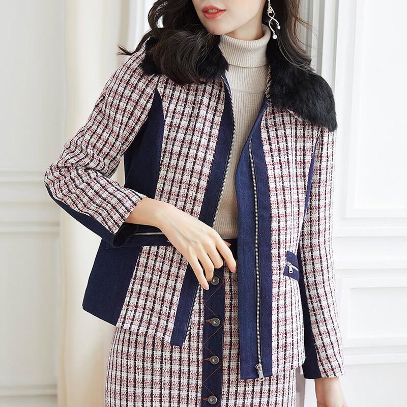 

Женская короткая куртка KAVON в гусиную лапку с цветными блоками XL