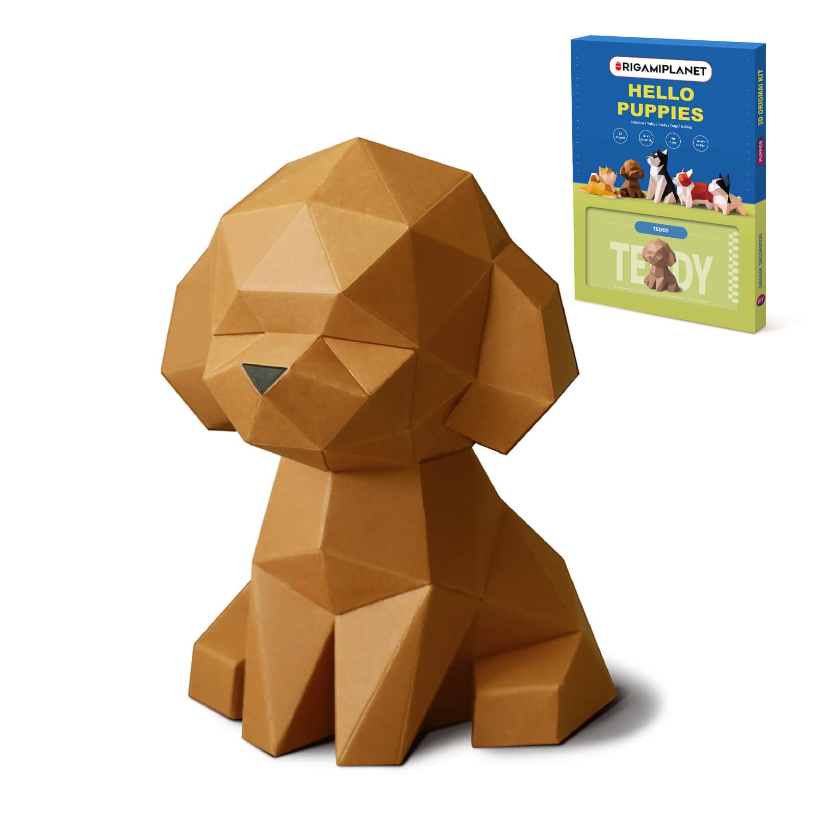 

ORIGAMIPLANET Teddy 3D Origami Craft Kit for Easy Dog Paper Sculpture Cute 3D Animal Handmade Home Decoration Art Home Decoration Paper Craft Gift Set коричневый