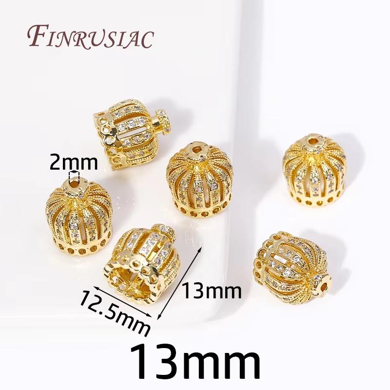 18K Gold Plated Brass with Zircon Spacers Bead Caps For Jewelry Making,Flower Bead End Caps DIY Necklace Bracelets Accessories