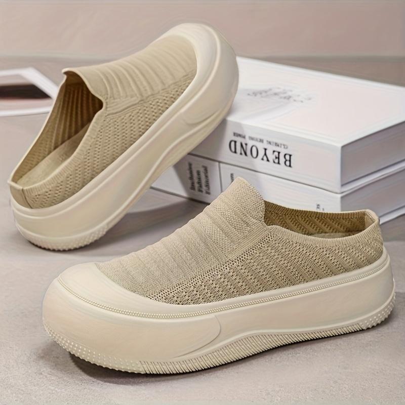 Stijlvolle Platte Schoenen voor Dames Zomer Ademend Buiten Gesloten Neus Schoenen Effen Kleur Schoenen