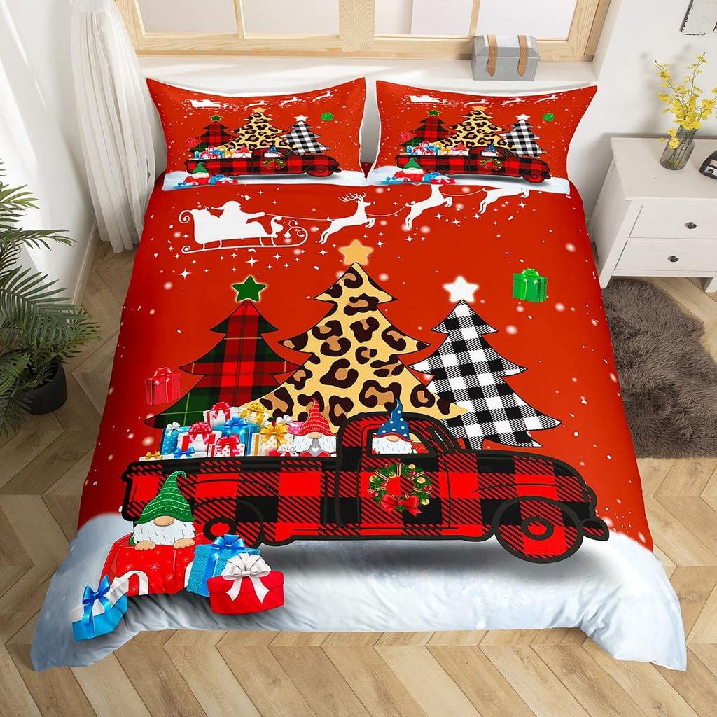 Christmas Truck Three-Piece Quilt Cover 3D Digital Printing Bedding Set Bed Cover