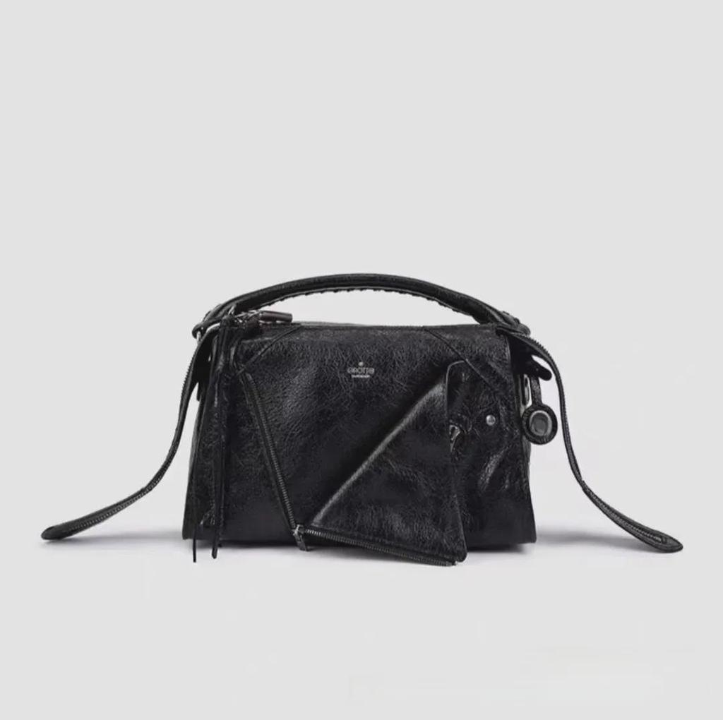 GROTTO Maillard Women's Large Capacity Genuine Leather Lapel Shoulder & Messenger Bag