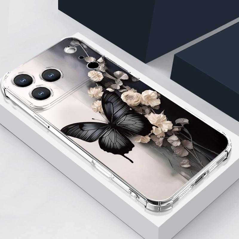 Multi-color Butterfly Pattern Case For iPhone 17 Pro Max Coque iPhone 16 15 14 13 Pro Max 11 Shockproof Clear Soft Silicone Cover