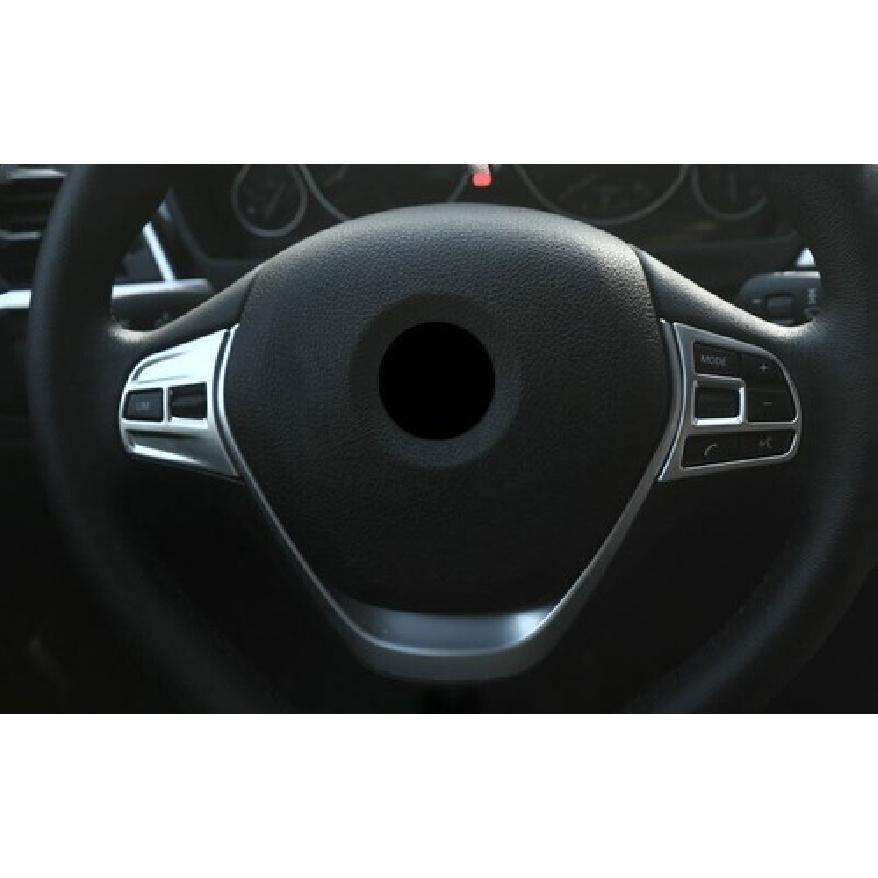 For BMW 3 4 Series GT 2013- ABS Silver Steering Wheel Button Cover Trim 2PCS