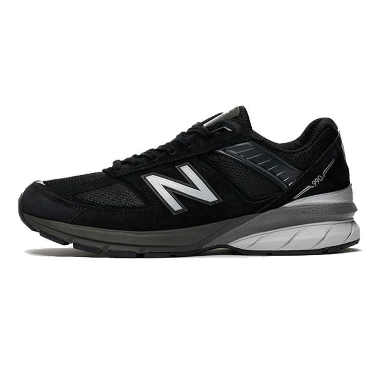 New Balance Nb 990 V5 Retro Fabric Leather Cushioning Durable Low Top Running Shoes Men Sneaker Black M990BK5(2E)