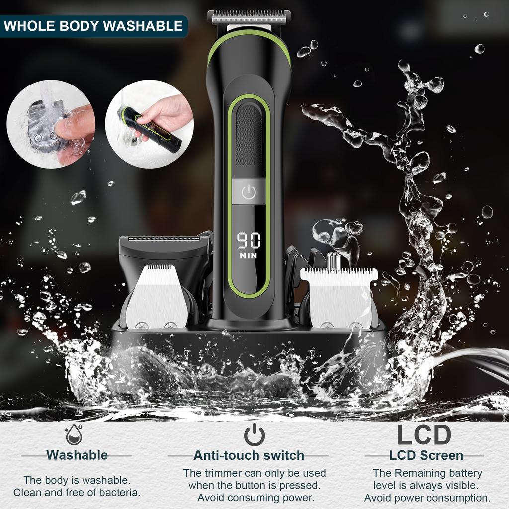 Hair Clipper USB Rechargeable Trimmer Titanium Ceramic Blade LCD Professional Strong Power Salon Hair Cutting Machine