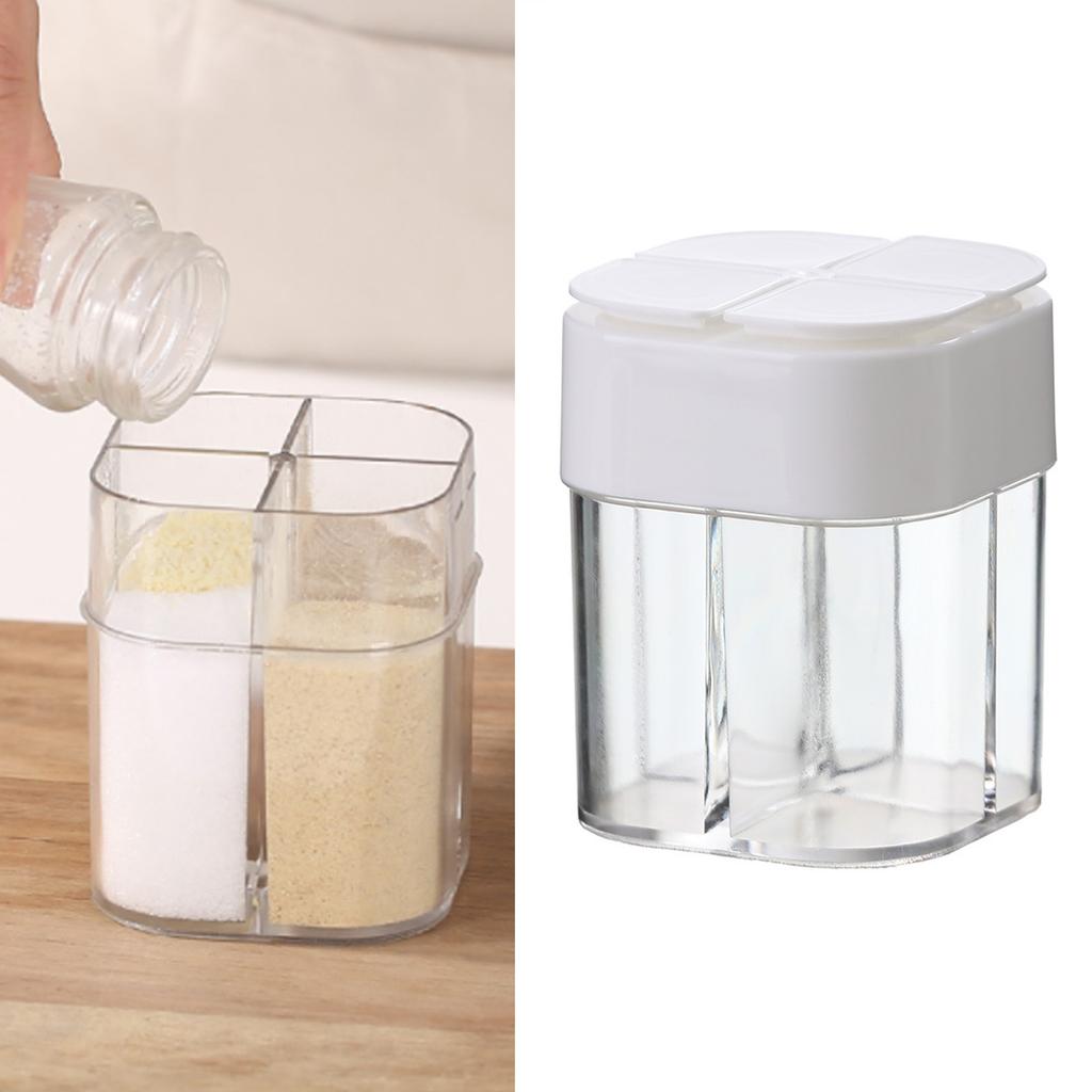 4 Compartment Seasoning Box Multifunctional Portable Dustproof Sealing Clear Spice Storage Container for Kitchen Supplies