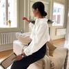 Women's Minimalist Loose Turn Down Collar Blouse Solid Color Long Sleeve Shirt Casual Commute Wear Tops