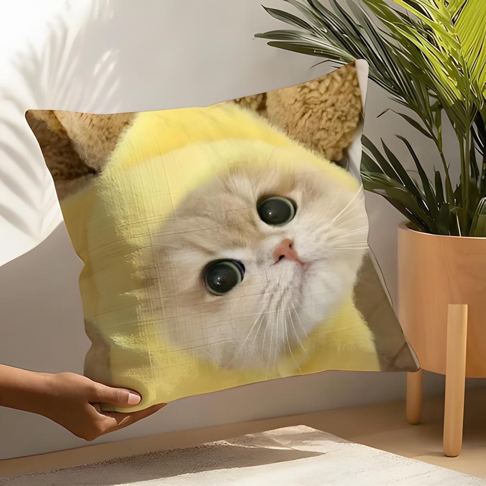 Cute Funny Internet Meme Cat Pillow Case Linen Cushion Covers For Decorative Sofa Home Pillows Case Car Chair Pillows Cases