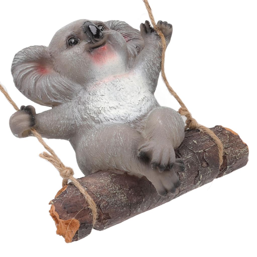 Rzeźba Koali na Huśtawce Kreskówkowa Syntetyczna Żywica Figurki Zwierząt Dekoracja do Dekoracji Ogrodu Akcesoria