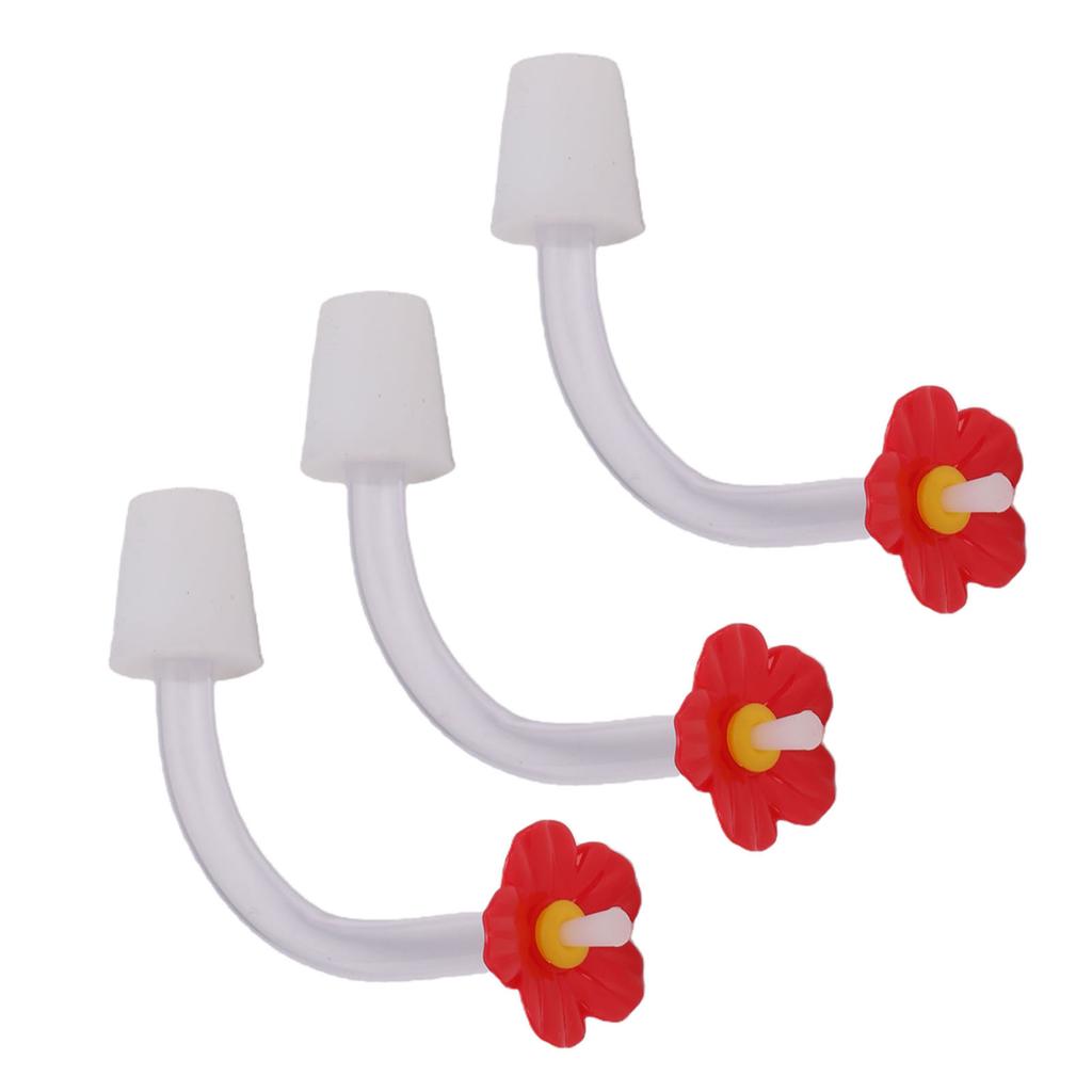 3pcs Floral Hummingbird Feeder Tube Replacement Feeding Tubes with Red Flower Tip for Outdoor
