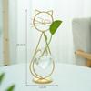 Cat Shape Hand Welded Vases High Temperature Baking Paint Hydroponic Glass Heart Vase With Metal Holder