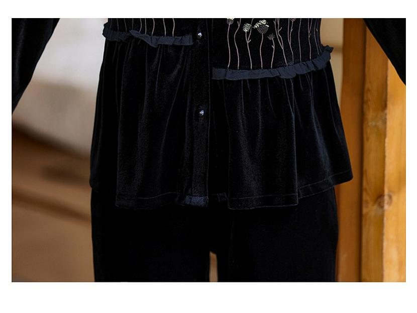 Set elegant din catifea aurie din două piese pentru primăvară și toamnă pentru femei, stil chinezesc nou pentru vârsta mijlocie și vârstnici