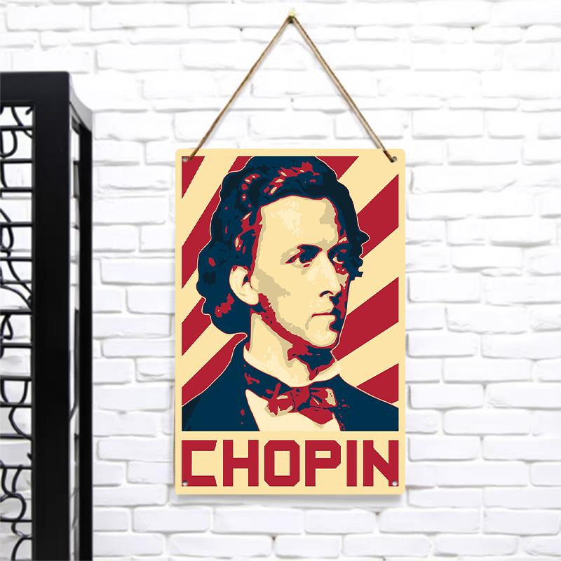 

Frederic Chopin Portrait Metal Tin Sign Vintage Striped Design Home Decor Musician Themed Wall Hanging Art 7.9x11.8In(20x30cm)