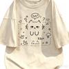 Cartoon Printed Fashion Pattern Tshirt Casual Shortsleeved White Cute Cat Summer Short Sleeved Harajuku Streetwear Tops Tee