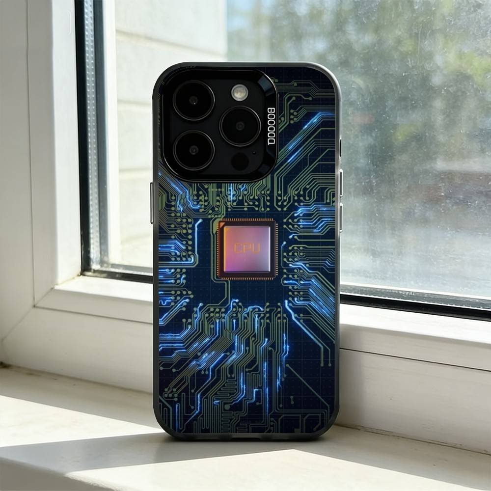 Inside Circuit B-Board Phone Case For iPhone 17,16,15,14,13,12,11 Plus,Pro Max,XS,Colorful Silver Black Cover