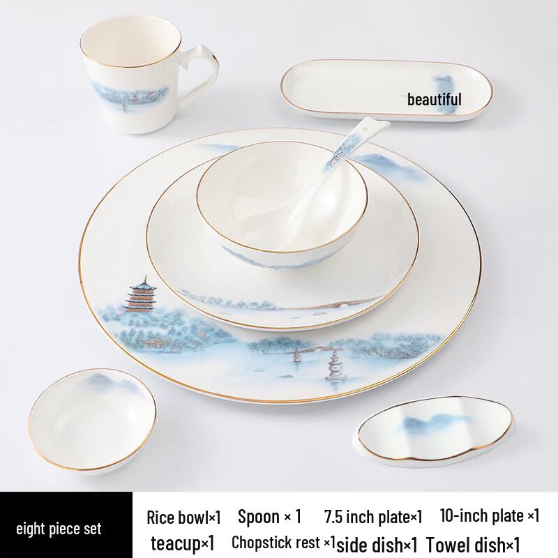Sweet Elegant New Chinese Bone China Tableware Set