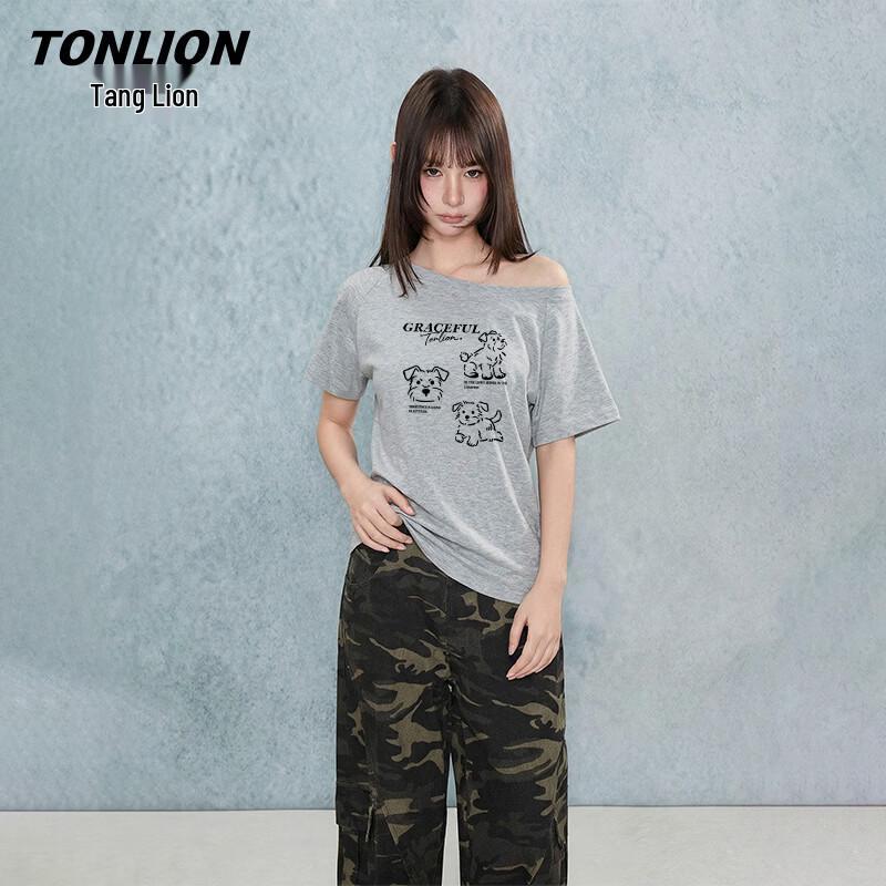

TonLion Women s Off-Shoulder Cotton T-Shirt L