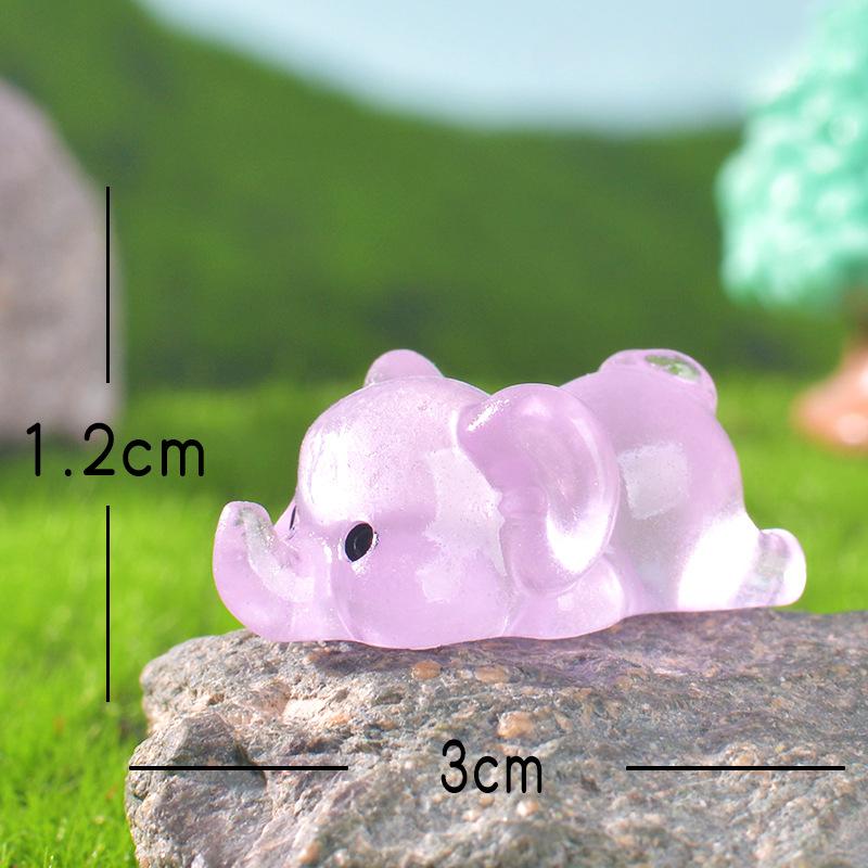 Cute Cartoon Figure Lying On The Ground, Glow-in-the-dark Little Elephant, Resin Handicraft Landscape Decoration Desktop Ornament