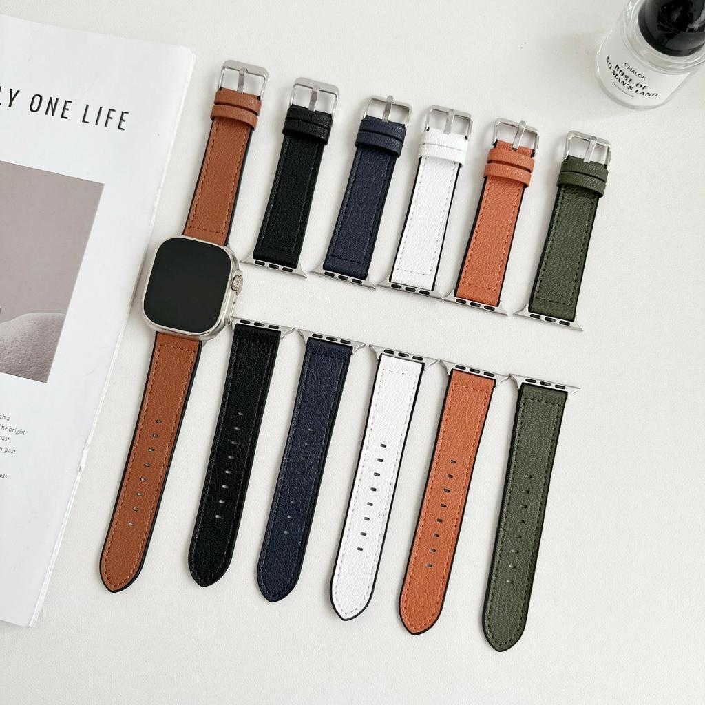 Watch Band For Apple Watch Series 10 9 8 7 SE 6 5 4 3 2 1 42mm 41mm 40mm 38mm Silicone Leather Coated Wrist Strap