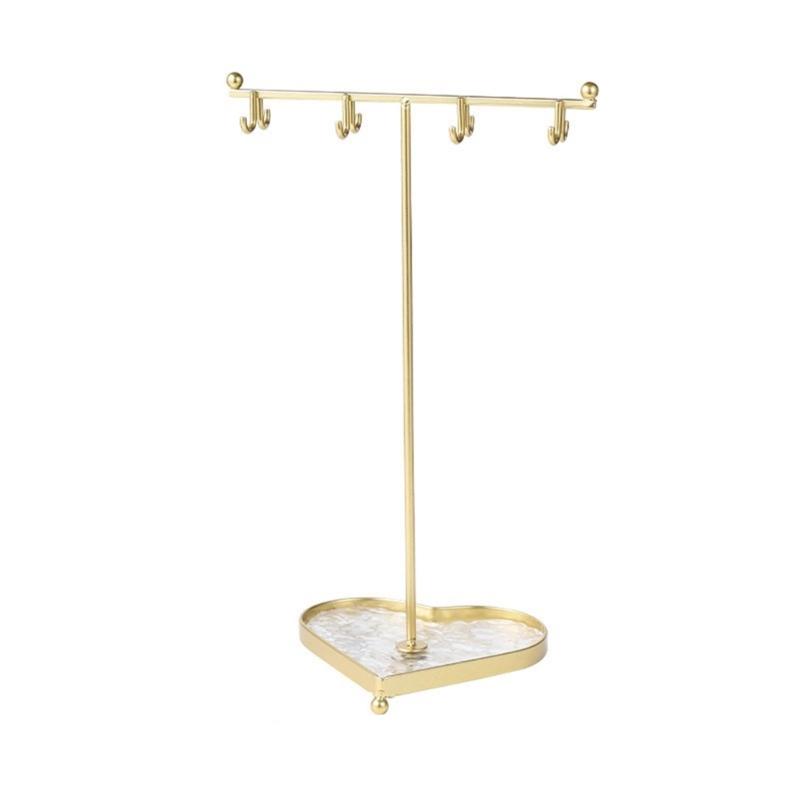 Large Capacity Necklace Stand Convenient Jewelry Stand with Hooks and Earring Holes Presentation Organizer 1 золотой