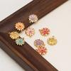 5Pcs Stainless Steel Zircon Sunflower Enamel Charms for DIY Jewelry Findings Girls Necklace Bracelets Pendants Earrings Making