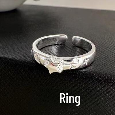 Anello da donna a forma di stella a cinque punte: leggero, lussuoso, design coreano di alta gamma, fascia per l'indice in argento, perfetto per gli studenti.