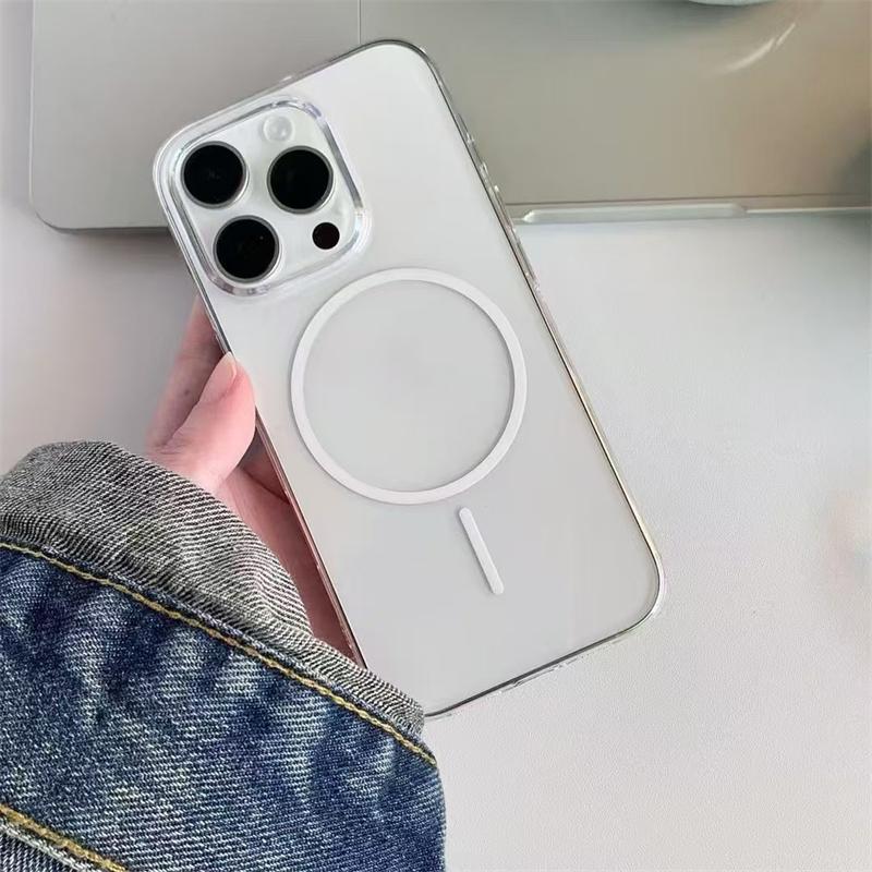 

Прозрачные жесткие ПК чехлы для телефона Magsafe для iPhone 16 15 14 13 12 11 Pro Max 16e Plus Магнитная беспроводная зарядка Прозрачная крышка iPhone 15 Pro