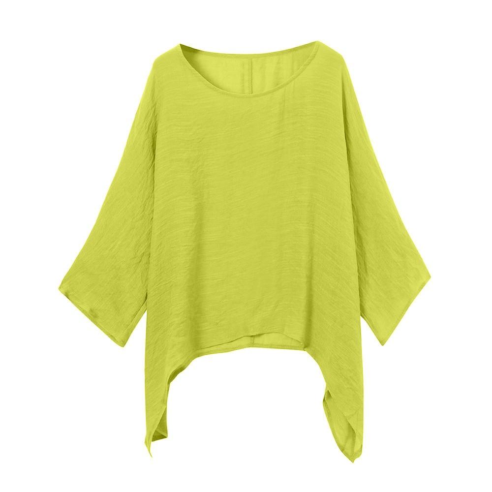 Womens Ladies Casual Plus Size Loose Cotton Linen Color Tops Shirt Blouse
