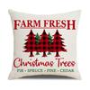 Red and Black Plaid Christmas Pillow Case Linen Print Home Lumbar Support Office Cushion