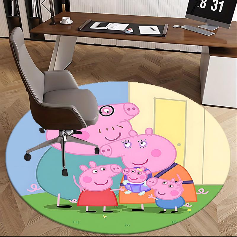 

Peppa Pig Family Chair Mat Round Carpet - Home Decor, Office Rug, Suitable for Bedroom, Living Room, Various Rooms0272b 150cm