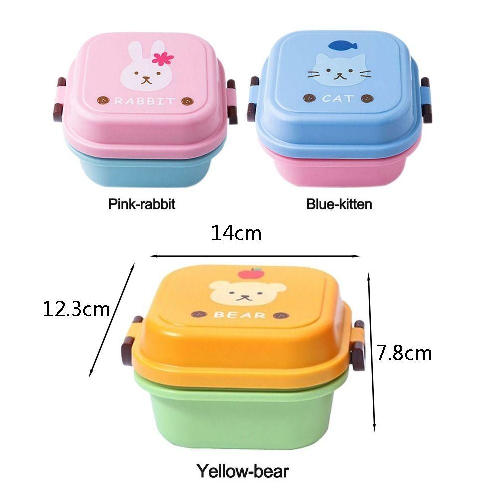 Portable Square Animal Snack Fruit Plastic Lunch Box Food Storage Box Fresh Keeping Box Tableware