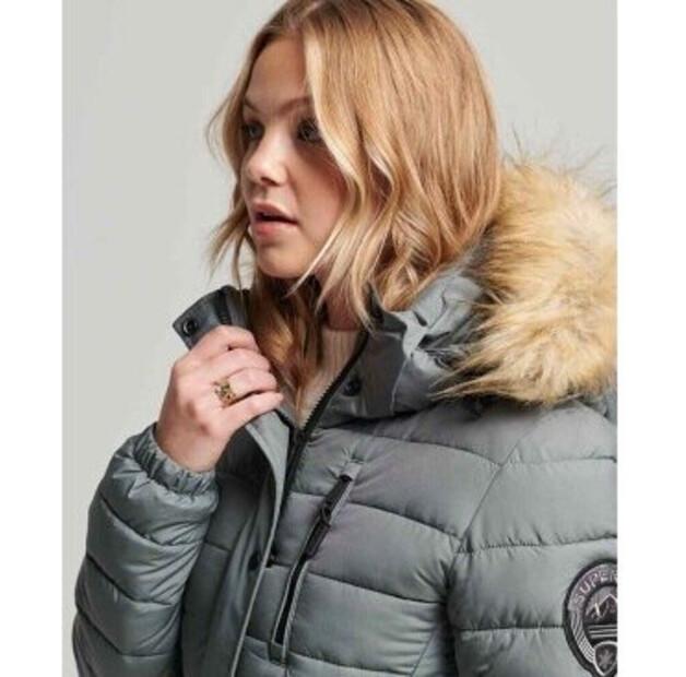 Пальто женское Superdry Fuji Longline Puffer Jacket (W5011565A) (W5011565A-6SI) серый