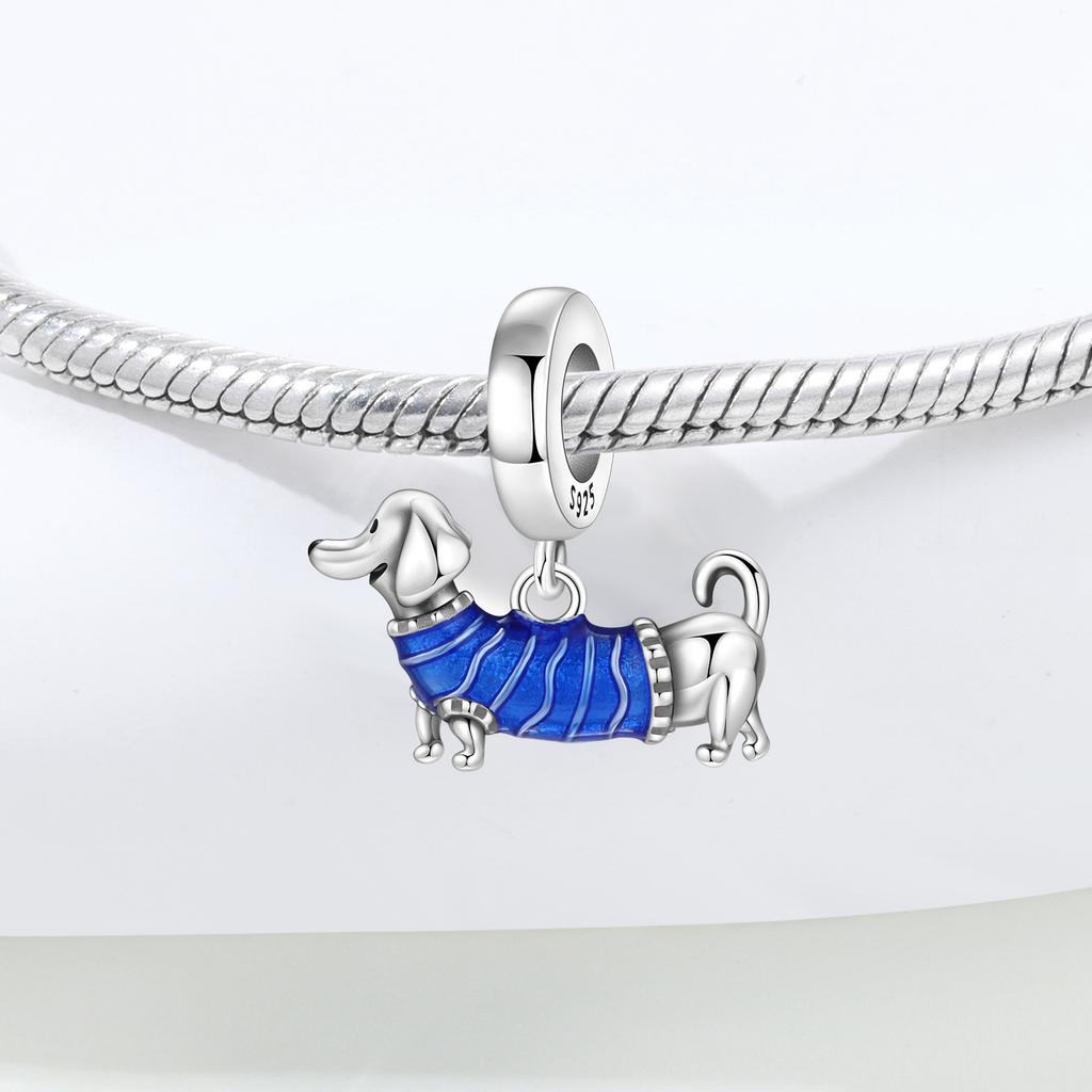 Orstarry 925 Silver Sausage Dog Animal Beads Original Pendants Bracelet Charm Jewelry Party DIY Trendy Gifts